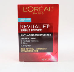 L'Oreal Revitalift Triple Power Intensive Anti-Aging Day Cream Moisturizer Day Fragrance Free
