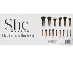 She Makeup 15pc Synthetic Brush Set